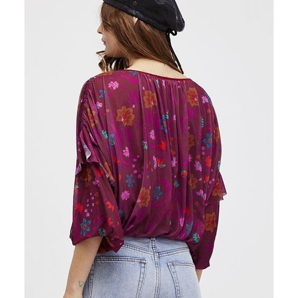NWT Free People Wildflower Honey Printed Top - Picture 3 of 8
